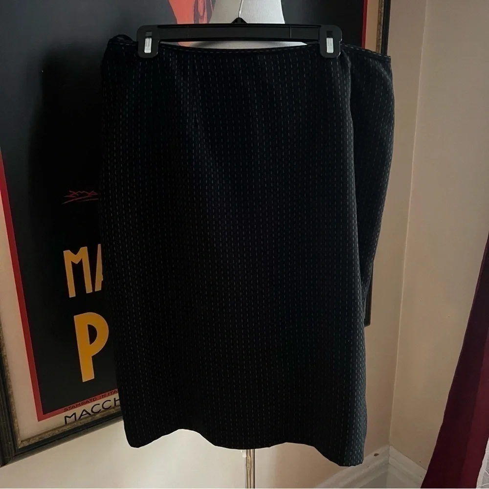 Giorgio di Sant' Angelo Vintage Black White Linear Lined Pencil Suit Skirt